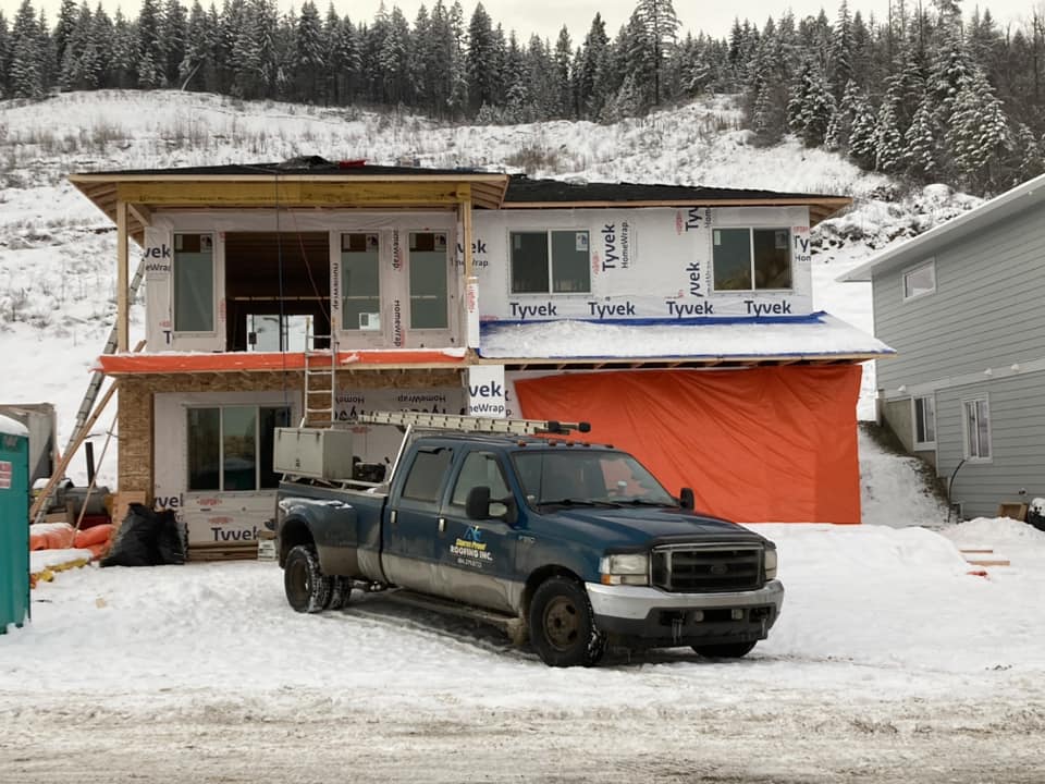 Storm proof Roofing truck at job site Storm proof Roofing truck at job site